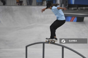 Julieta González, en Skate modalidad Street. Juegos Panamericanos Santiago 2023. Explanada de los Deportes Urbanos .