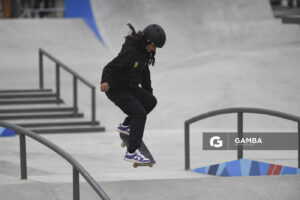 Jhulia Rayssa Mendes Leal, de Brasil., en Skate modalidad Street. Juegos Panamericanos Santiago 2023. Explanada de los Deportes Urbanos .
