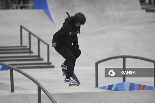 Jhulia Rayssa Mendes Leal, de Brasil., en Skate modalidad Street. Juegos Panamericanos Santiago 2023. Explanada de los Deportes Urbanos .