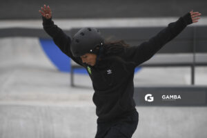Jhulia Rayssa Mendes Leal, de Brasil., en Skate modalidad Street. Juegos Panamericanos Santiago 2023. Explanada de los Deportes Urbanos .