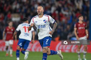 Nicolás López, de Nacional. Torneo Apertura – Liga AUF uruguaya 2025. Estadio Gran Parque Central.