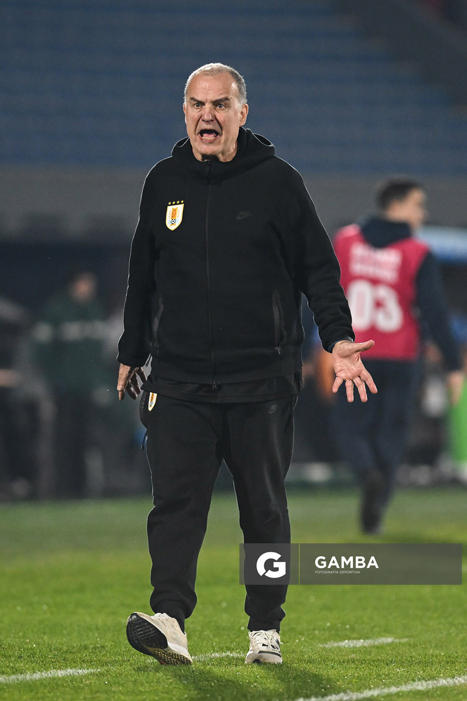 Marcelo Bielsa, director técnico de Uruguay. Eliminatorias Sudamericanas. Estadio Centenario.