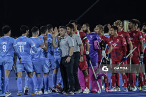 Planteles de Uruguay y Estados Unidos. Copa Panamericana de Hockey. Cancha Celeste.