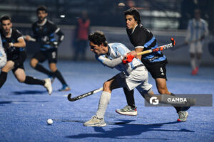 Lucas Toscani, de Argentina. Copa Panamericana de Hockey. Cancha Celeste.