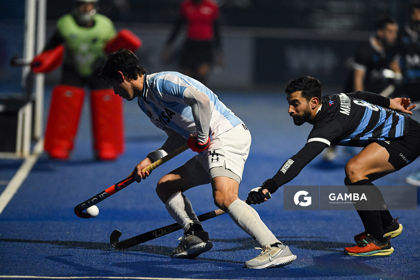 Lucas Toscani, de Argentina. Copa Panamericana de Hockey. Cancha Celeste.