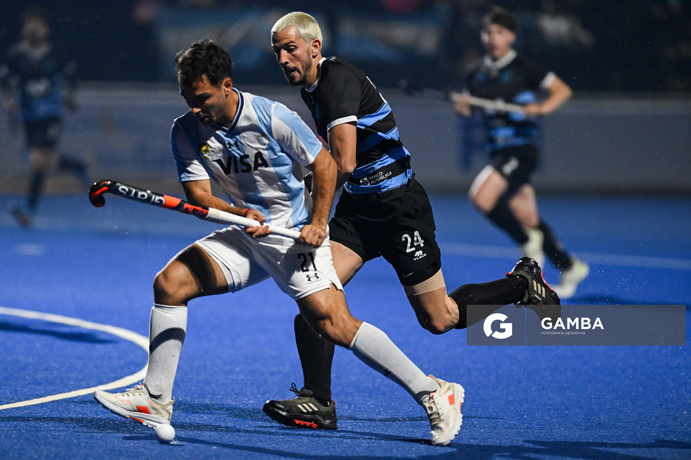 Tomas Domene, de Argentina. Copa Panamericana de Hockey. Cancha Celeste.