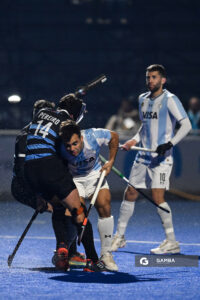 Tomas Domene, de Argentina. Copa Panamericana de Hockey. Cancha Celeste.