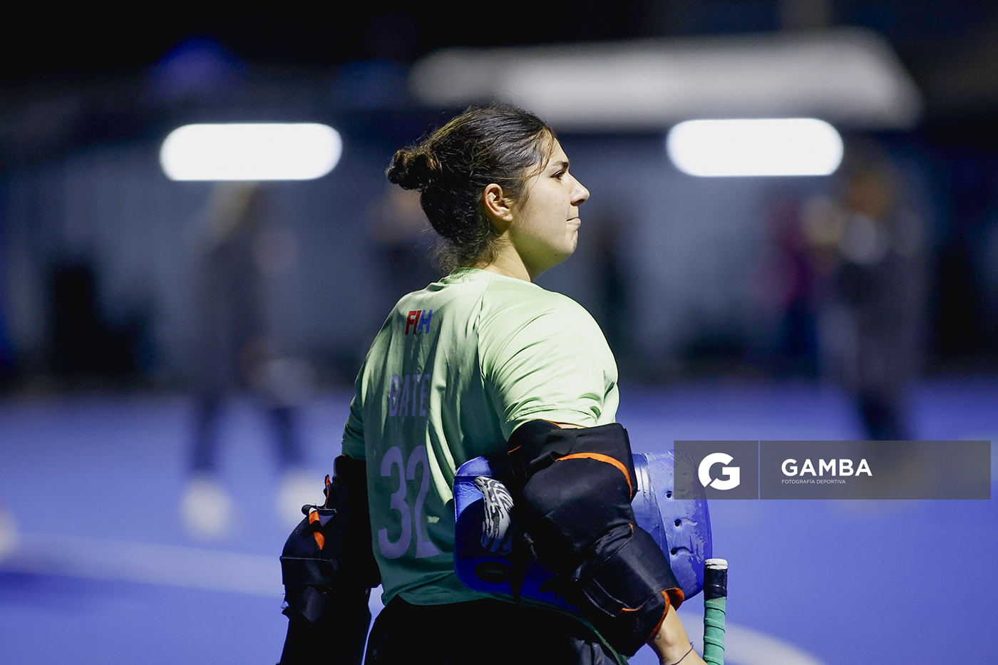 María Bate, golera de Uruguay. Copa Panamericana de Hockey. Cancha Celeste.