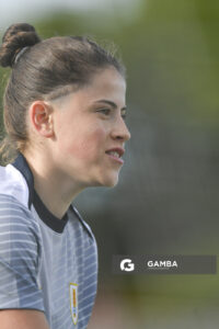 Romina Olmedo, golera de Uruguay, Conmebol Liga de Naciones Femenina . Estadio Parque Alfredo Viera.