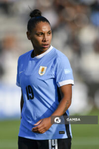 Wendy Carballo, de Uruguay, Conmebol Liga de Naciones Femenina . Estadio Parque Alfredo Viera.