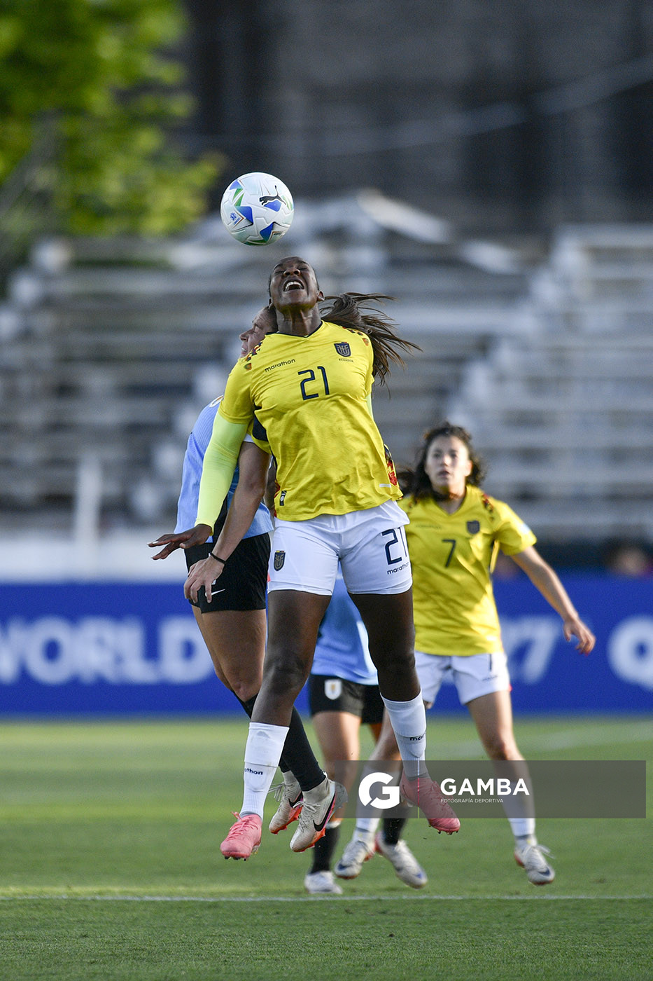 Milagro Barahona, de Ecuador, Conmebol Liga de Naciones Femenina . Estadio Parque Alfredo Viera.