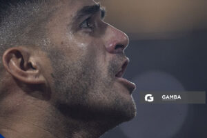 Maximiliano Gómez, de Nacional, Liga AUF Uruguaya 2026 «Juan Carlos De Lima». Estadio Gran Parque Central.