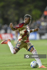 John Montaño, de Independiente Medellín, Copa Conmebol Libertadores. Estadio Parque Alfredo V. Viera.