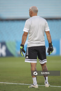 Jorge Contreras, entrenador de goleros de Racing, Copa Conmebol Sudamericana. Estadio Centenario.