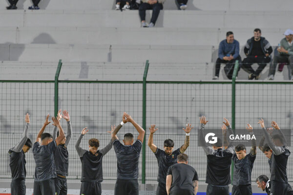 Jugadores de Deportivo Maldonado. Liga AUF Uruguaya. Estadio Domingo Burgueño.