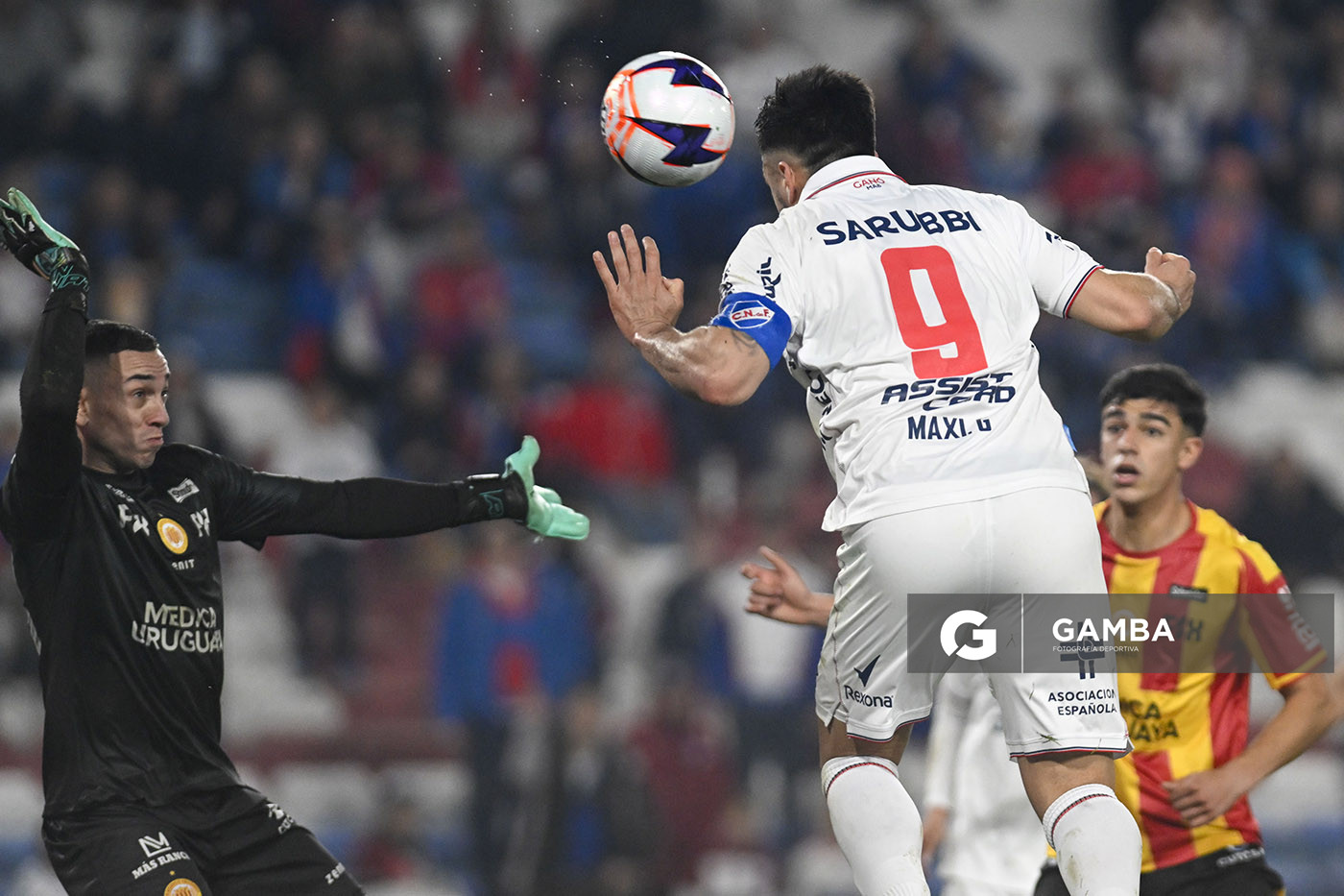 Maximiliano Gómez, de Nacional, Liga AUF Uruguaya. Estadio Gran Parque Central.