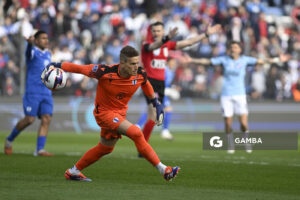 Sebastián Sosa, golero de Juventud, Liga AUF Uruguaya. Estadio Gran Parque Central.