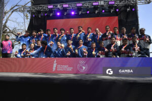 Uruguay medalla de Oro. Ocho remos largos con timonel Masculino. XIII Juegos Suramericanos Santa Fe 2026.