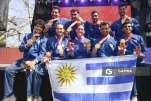 Uruguay medalla de Oro. Ocho remos largos con timonel Masculino. XIII Juegos Suramericanos Santa Fe 2026.