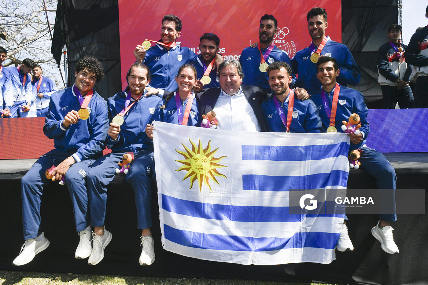 Uruguay medalla de Oro. Ocho remos largos con timonel Masculino. XIII Juegos Suramericanos Santa Fe 2026.