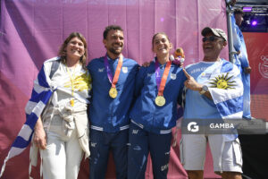 Bruno Cetraro y Romina Cetraro. Ocho remos largos con timonel Masculino. XIII Juegos Suramericanos Santa Fe 2026.