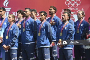 Uruguay medalla de Oro. Ocho remos largos con timonel Masculino. XIII Juegos Suramericanos Santa Fe 2026.