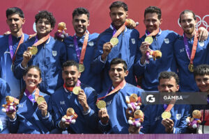 Uruguay medalla de Oro. Ocho remos largos con timonel Masculino. XIII Juegos Suramericanos Santa Fe 2026.