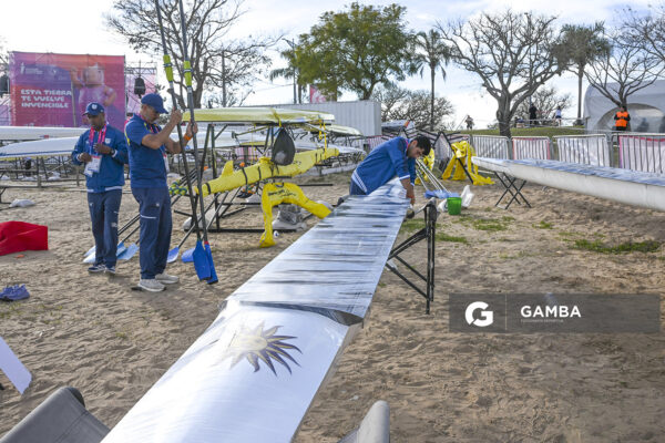 Preparación de los botes. XIII Juegos Suramericanos Santa Fe 2026.