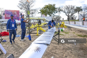 Preparación de los botes. XIII Juegos Suramericanos Santa Fe 2026.