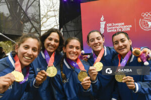 Ynela Aires, Zoe Acosta, Romina Cetraro, Lucía Arrieta y Tatiana Seijas. XIII Juegos Suramericanos Santa Fe 2026.
