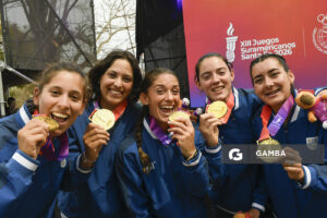 Ynela Aires, Zoe Acosta, Romina Cetraro, Lucía Arrieta y Tatiana Seijas. XIII Juegos Suramericanos Santa Fe 2026.