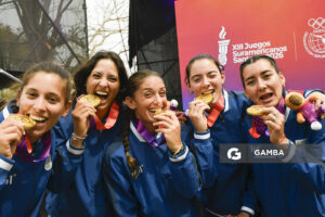 Ynela Aires, Zoe Acosta, Romina Cetraro, Lucía Arrieta y Tatiana Seijas. XIII Juegos Suramericanos Santa Fe 2026.