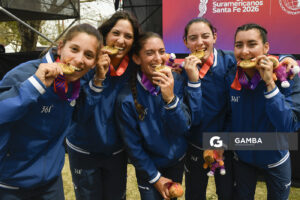 Ynela Aires, Zoe Acosta, Romina Cetraro, Lucía Arrieta y Tatiana Seijas. XIII Juegos Suramericanos Santa Fe 2026.
