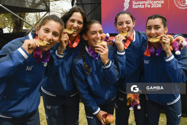 Ynela Aires, Zoe Acosta, Romina Cetraro, Lucía Arrieta y Tatiana Seijas. XIII Juegos Suramericanos Santa Fe 2026.