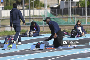 Atletas en sesión de entrenamiento. XIII Juegos Suramericanos Santa Fe 2026.