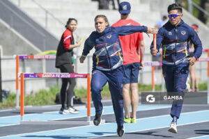 Atletas en sesión de entrenamiento. XIII Juegos Suramericanos Santa Fe 2026.